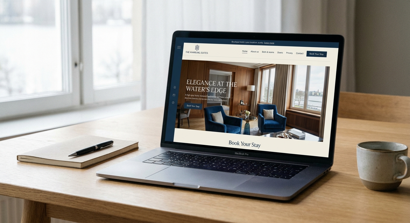 Webseiten-Mockup für ein Boutique-Hotel in Hamburg