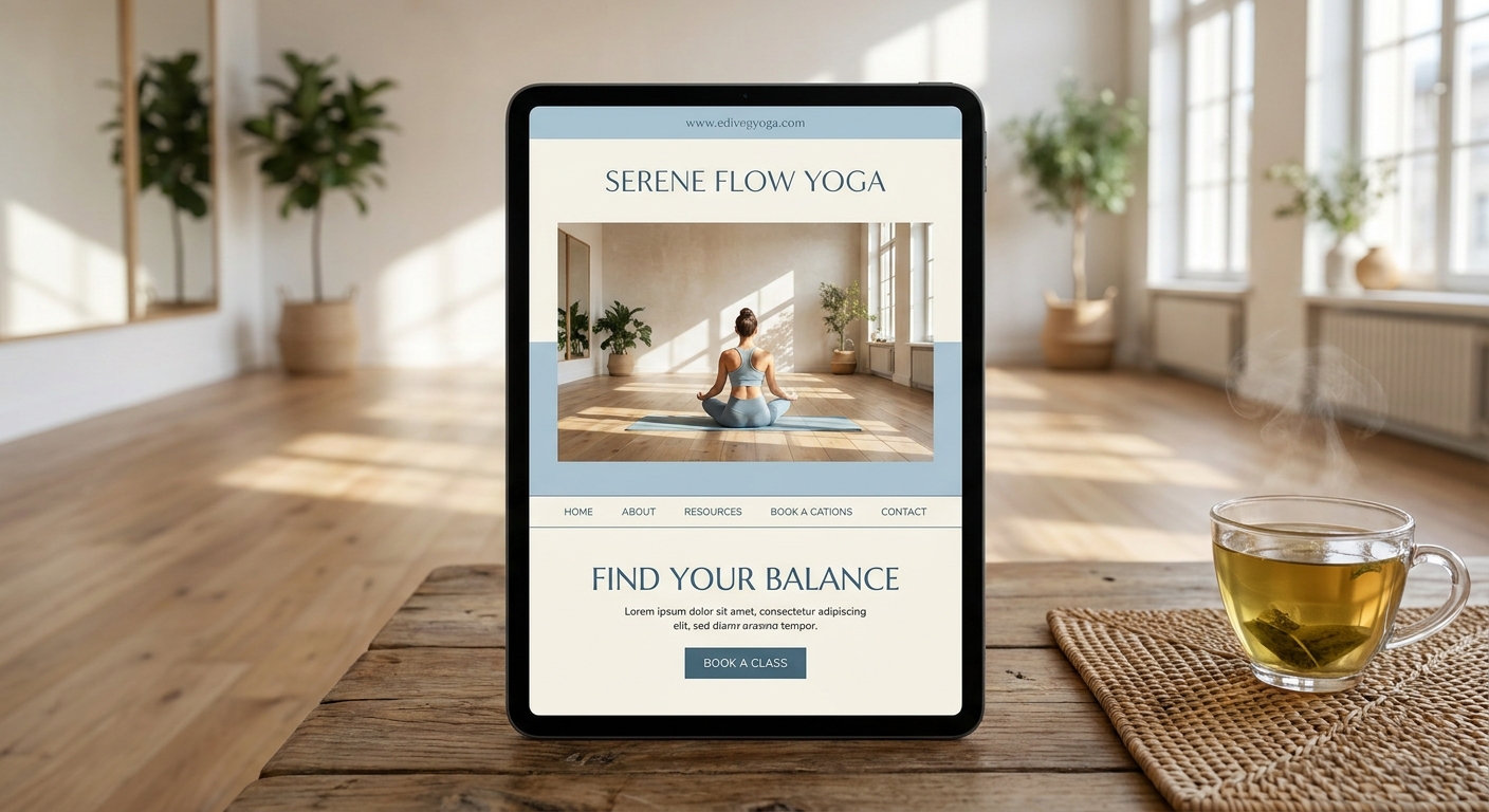 Webseiten-Mockup für ein Yoga-Studio in Hamburg-Eppendorf