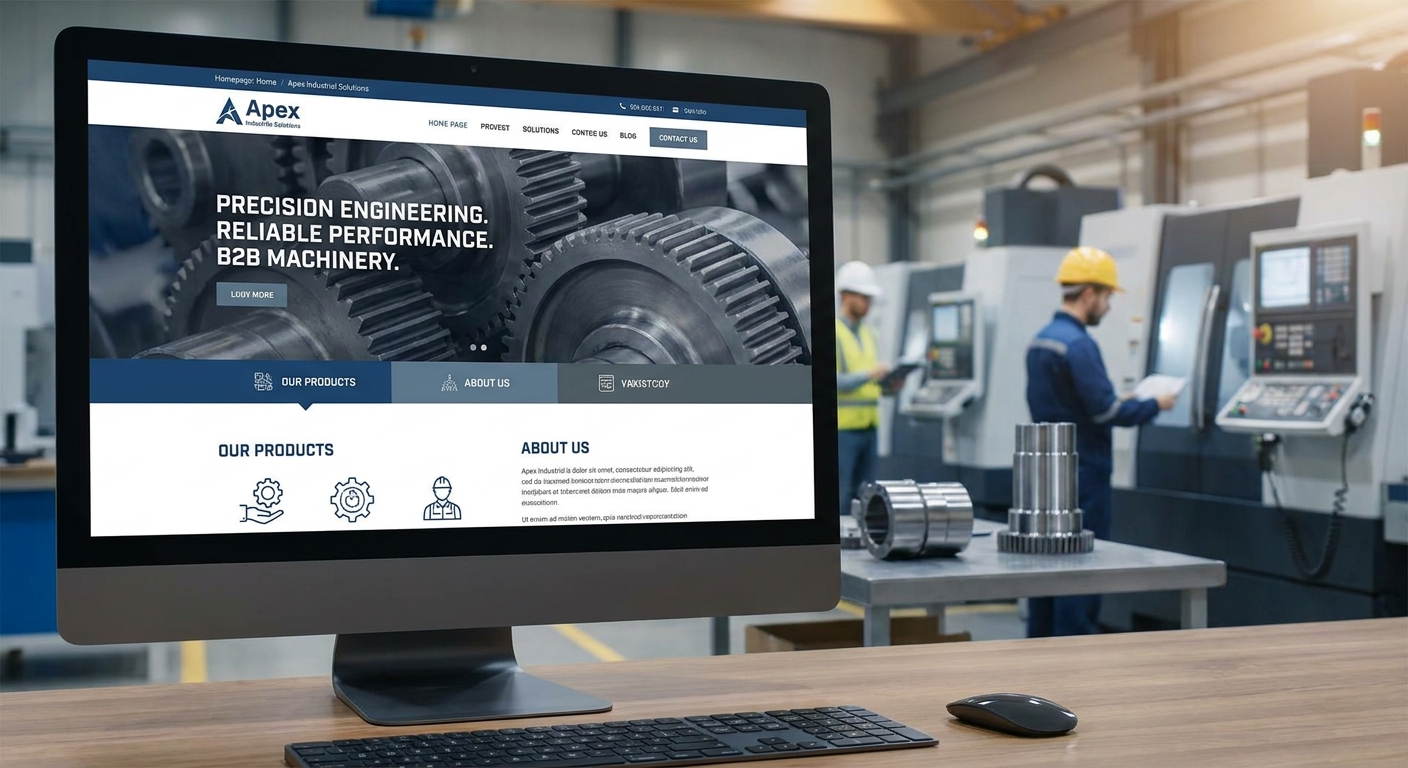 Webseiten-Mockup für einen Maschinenbau-Betrieb in Hamburg-Bergedorf